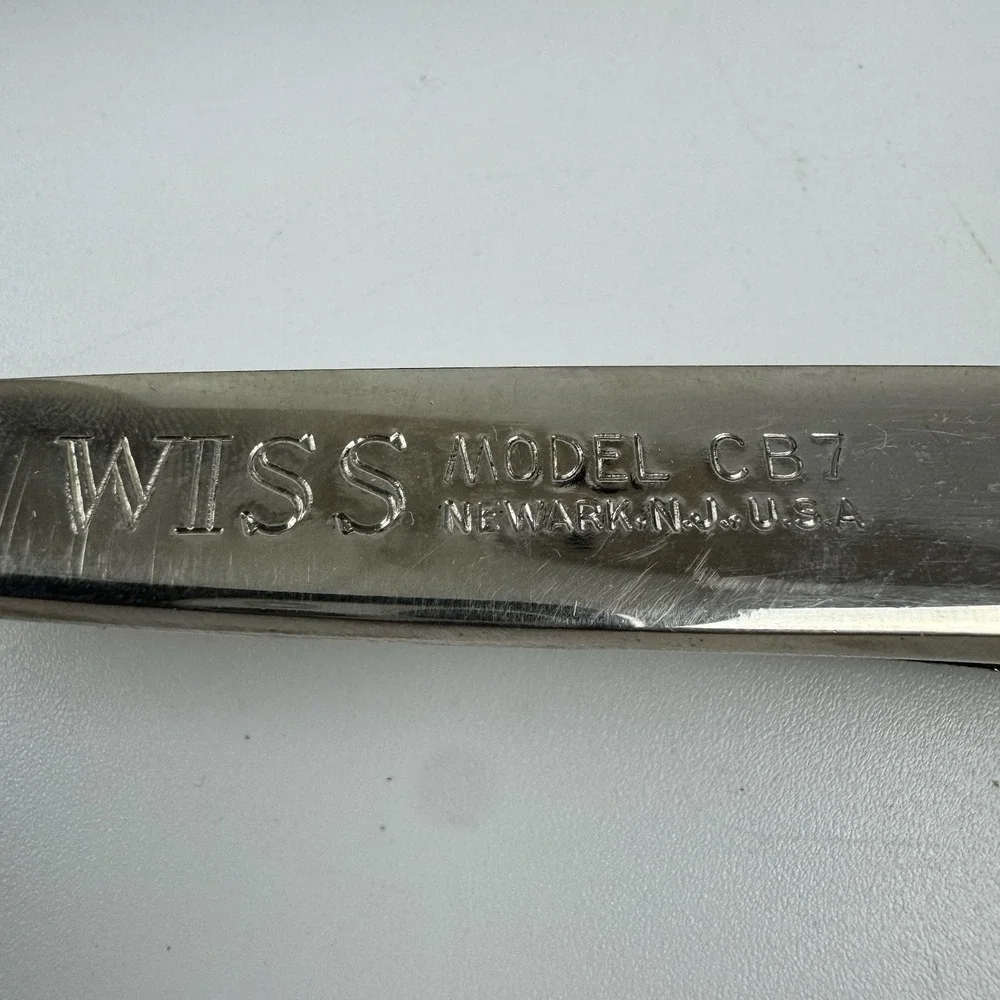 Vintage Wiss CB-7 Pinking Shears Chrome Finish with Black‎ Handles  with Box
